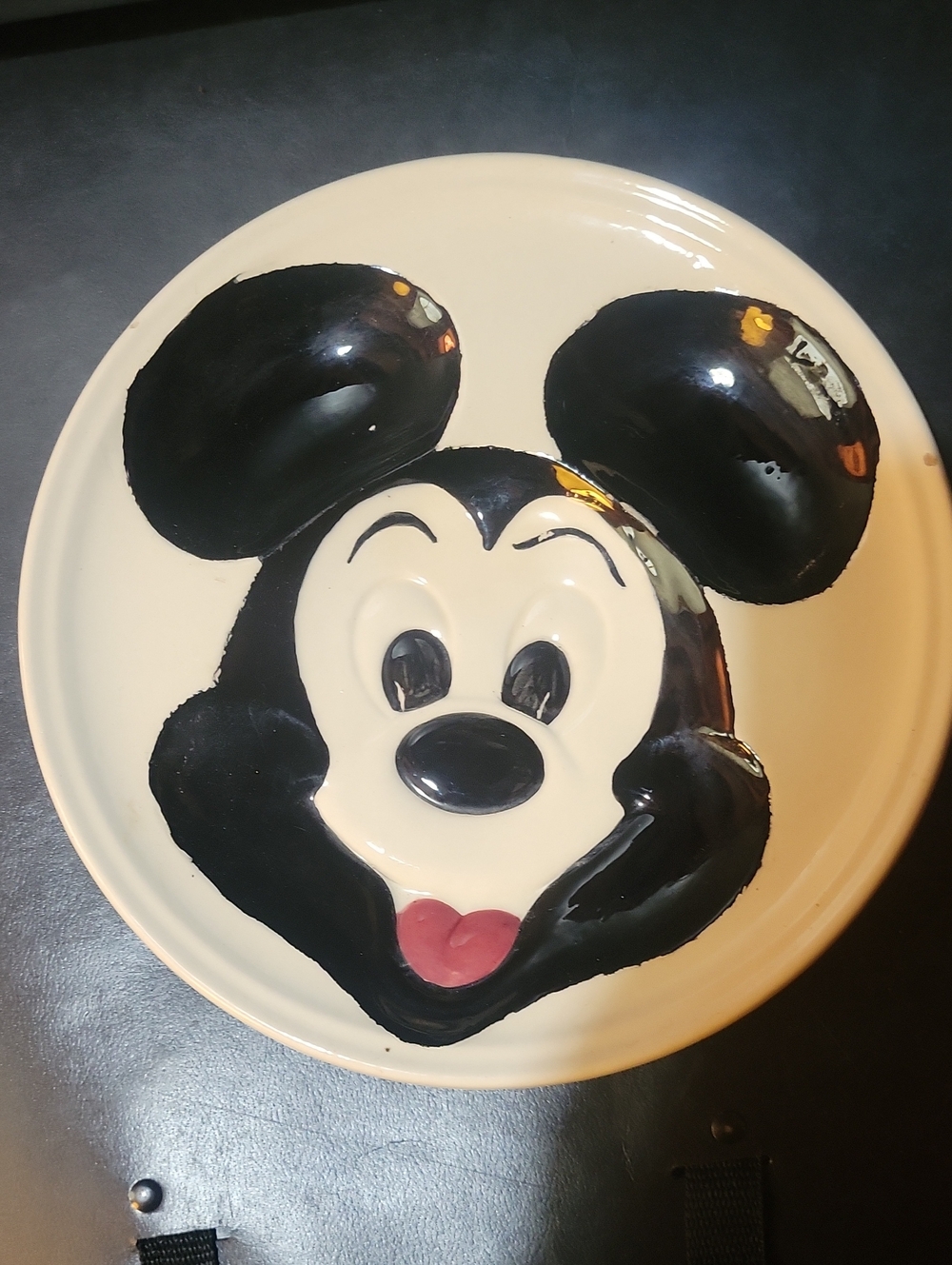 Mickey Mouse Ceramic Party Plate - Cream and Black